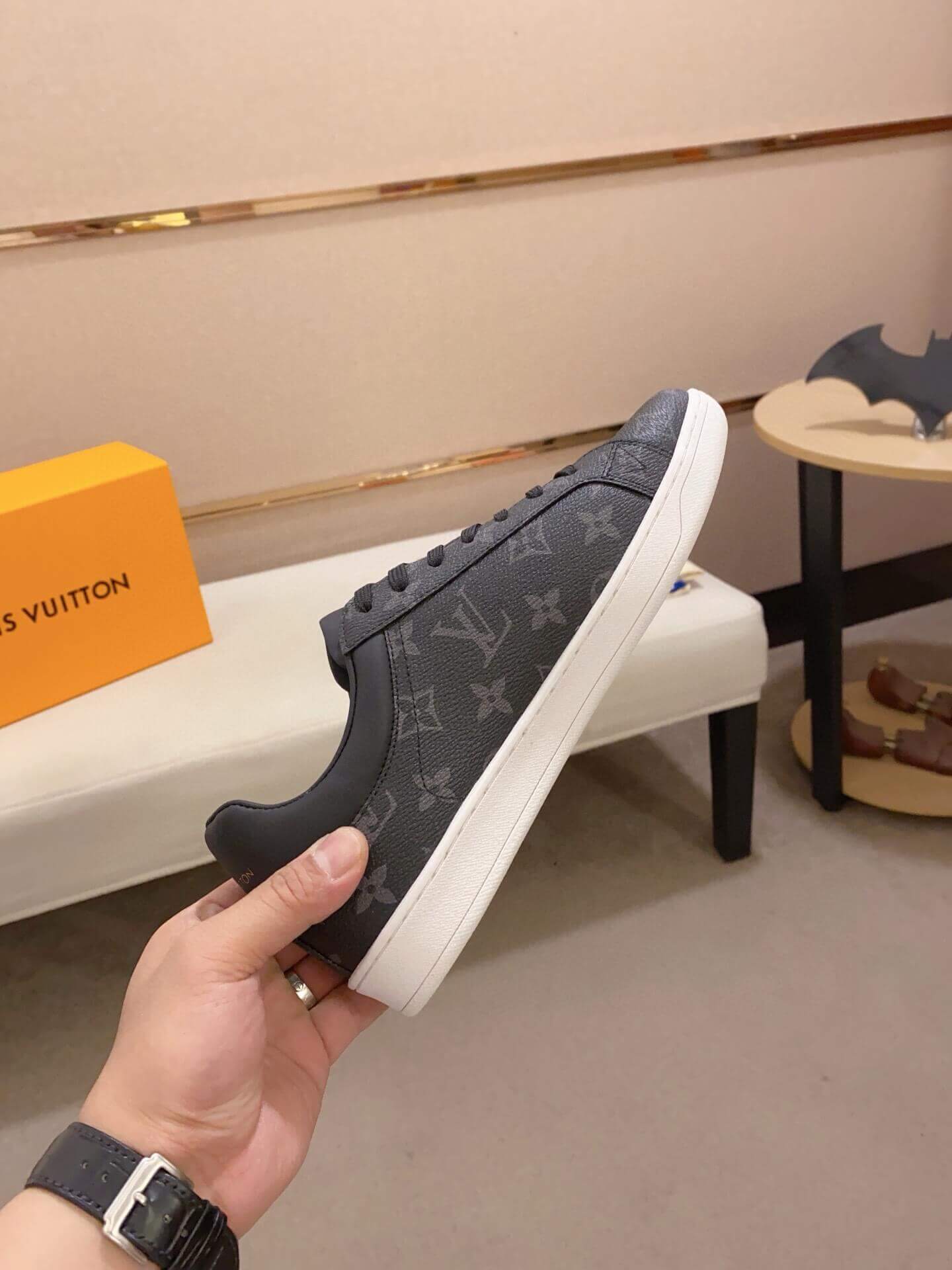 LOUIS VUITTON Luxembourg Sneaker in Black Monogram Eclipse Canvas 8 LOUIS VUITTON Luxembourg Sneaker in Black Monogram Eclipse Canvas - Image 8