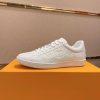 LOUIS VUITTON Luxembourg Sneaker in White Monogram Embossed Leather