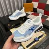 LouisVuittonMen_sSneakers_1_009def85-f6ad-4f9e-b1cb-8cf3074a8daf Louis Vuitton Men's Trainer in White Leather and Blue Monogram Mesh