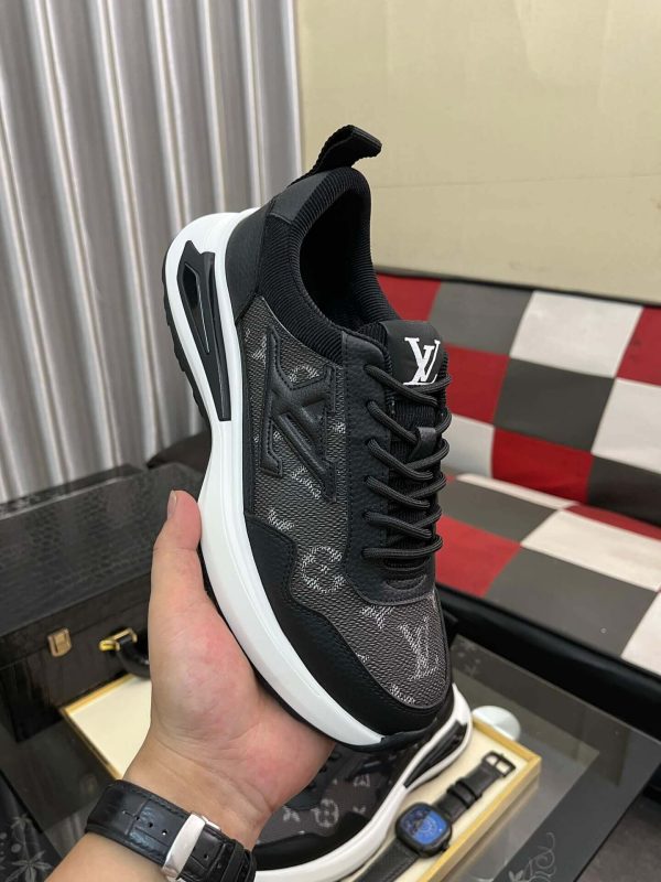 Louis Vuitton Men's Trainer in Black Leather and Monogram Mesh