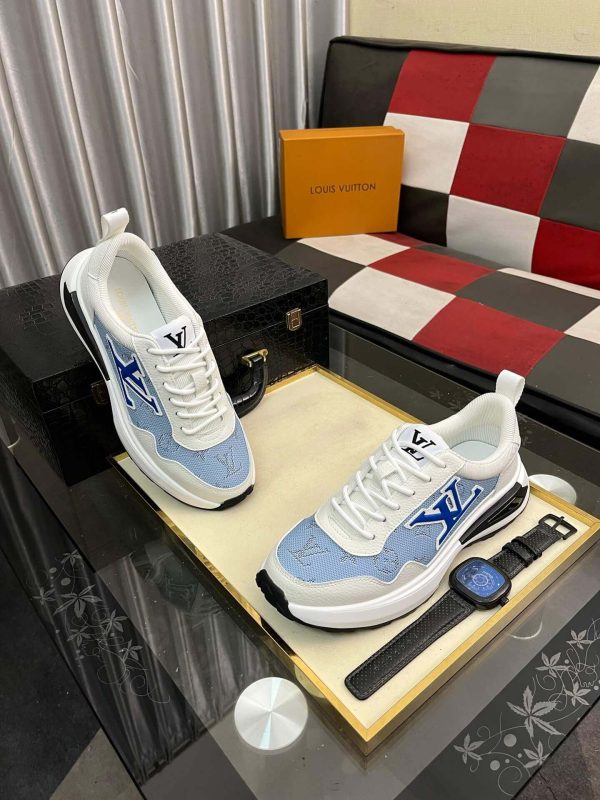 LouisVuittonMen_sSneakers_2_8930abe3-3f8f-4a40-961a-78583e969c3b Louis Vuitton Men's Trainer in White Leather and Blue Monogram Mesh