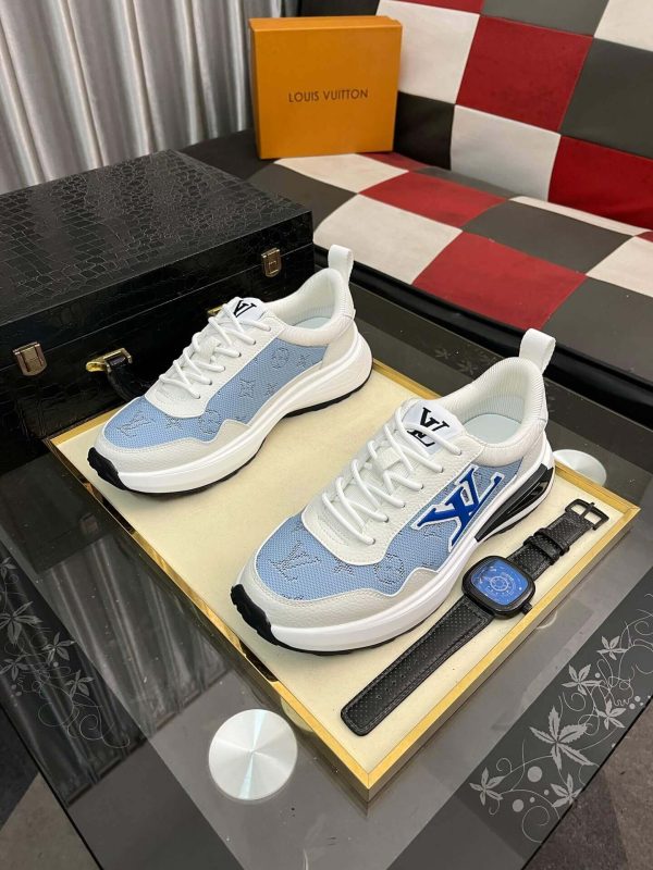 LouisVuittonMen_sSneakers_3_2c9e94b1-1b80-4764-abd6-d44eb2d300bd Louis Vuitton Men's Trainer in White Leather and Blue Monogram Mesh