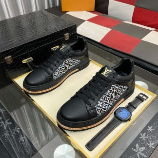 Louis Vuitton Men's Sneakers in Blue Monogram Denim and Black Leather
