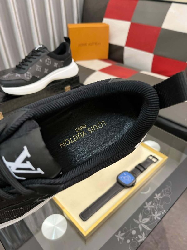 Louis Vuitton Men's Trainer in Black Leather and Monogram Mesh