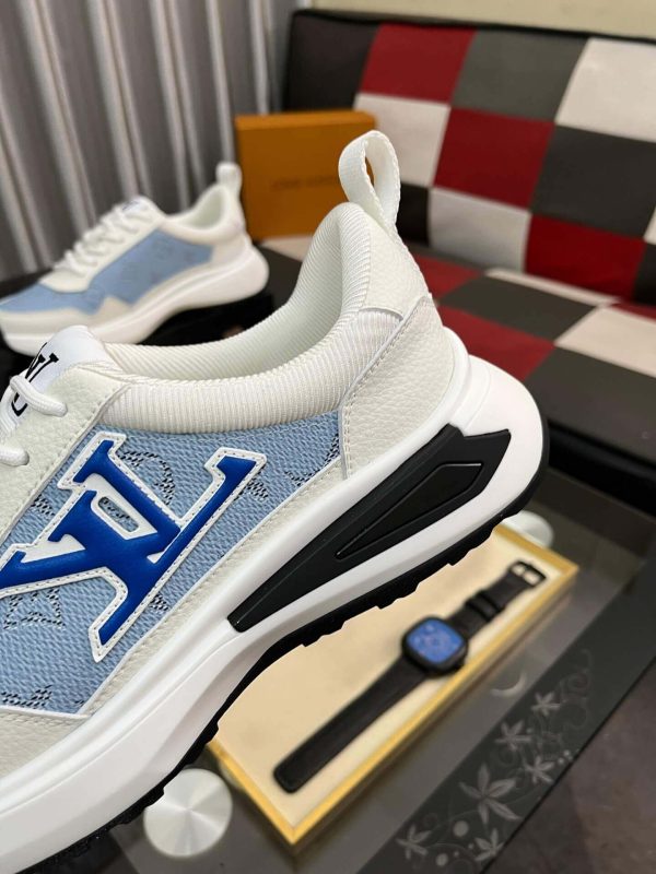 LouisVuittonMen_sSneakers_7_7eccb968-7068-4c80-b122-1a58b45ed97f Louis Vuitton Men's Trainer in White Leather and Blue Monogram Mesh