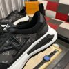 Louis Vuitton Men's Trainer in Black Leather and Monogram Mesh