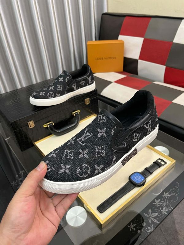 LV Black Monogram Denim Slip-On Sneaker