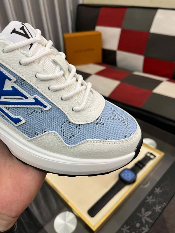 LouisVuittonMen_sSneakers_8_de342e61-d0cb-4a7a-a2ed-60f1136d4f23 Louis Vuitton Men's Trainer in White Leather and Blue Monogram Mesh