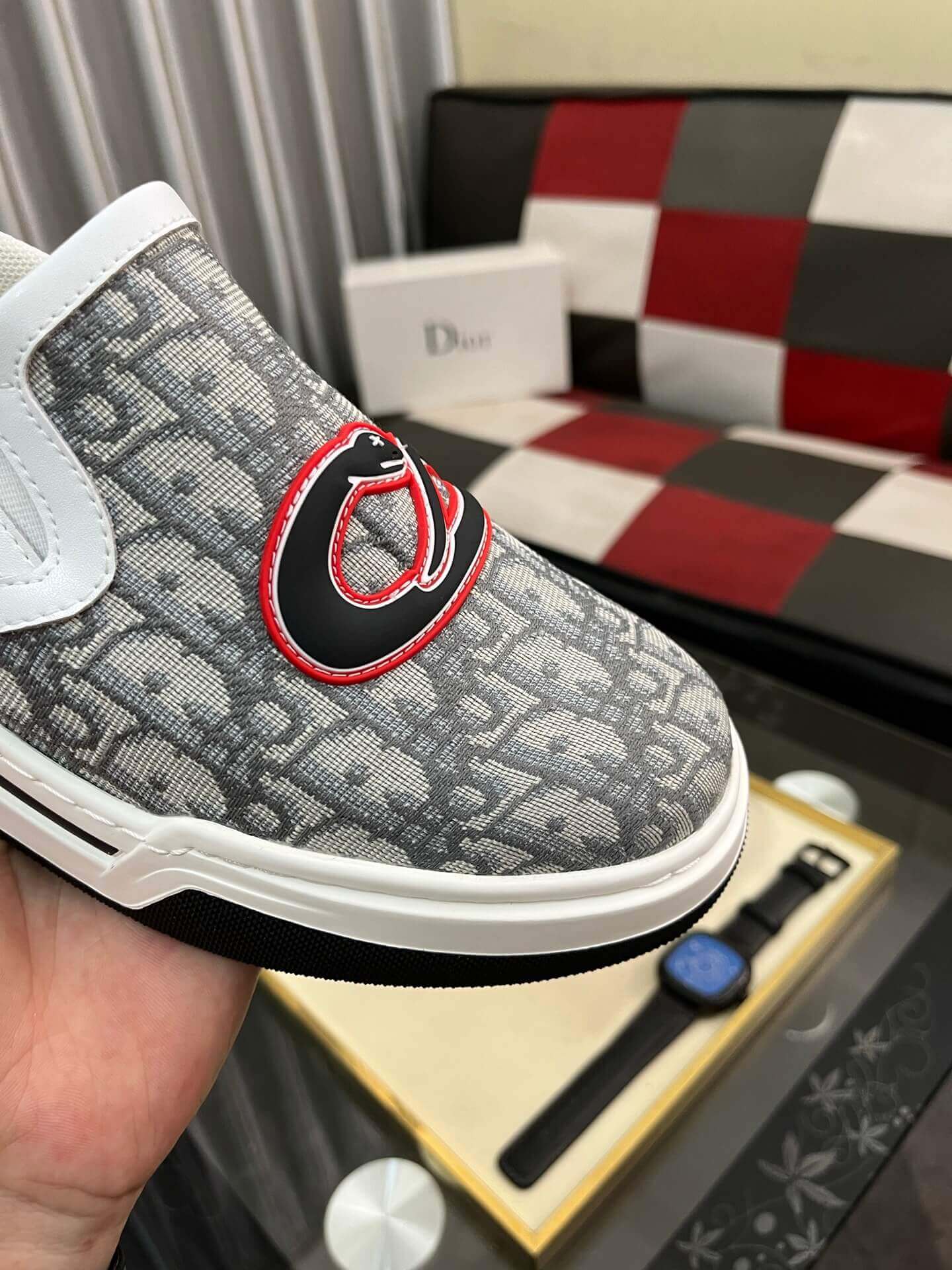 Dior Oblique Jacquard Slip-On Sneaker with Serpent print 2 Dior Oblique Jacquard Slip-On Sneaker with Serpent print - Image 2