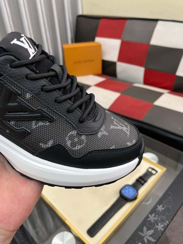 Louis Vuitton Men's Trainer in Black Leather and Monogram Mesh