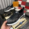 Louis Vuitton Men's Trainer in Black Leather and Monogram Mesh