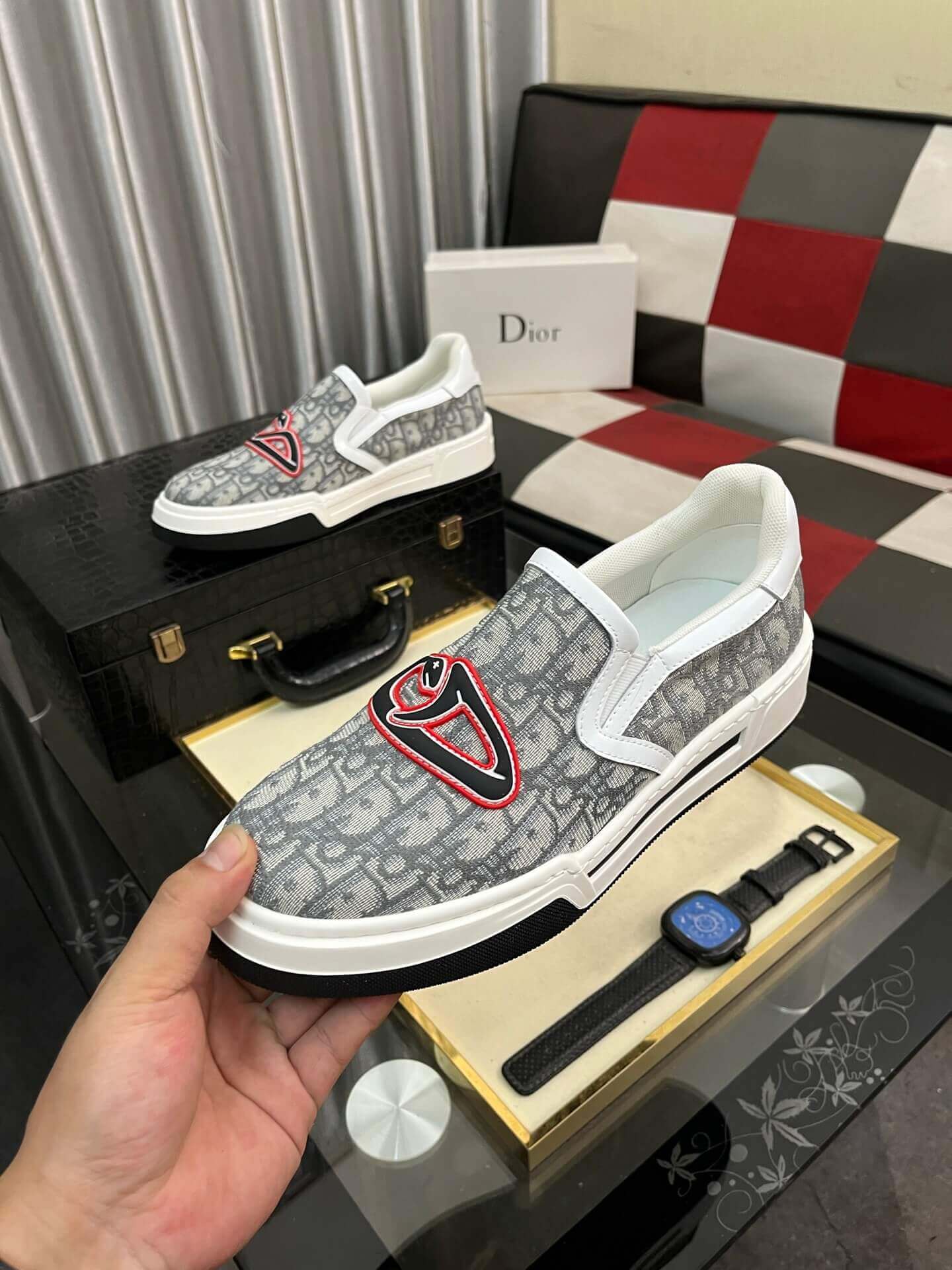 Dior Oblique Jacquard Slip-On Sneaker with Serpent print 5 Dior Oblique Jacquard Slip-On Sneaker with Serpent print - Image 5