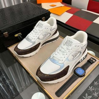 LV Run Away Sneaker in Brown Monogram Canvas and White Leather