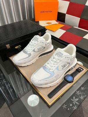 LV Run Away Sneaker in White Monogram Canvas and White Leather