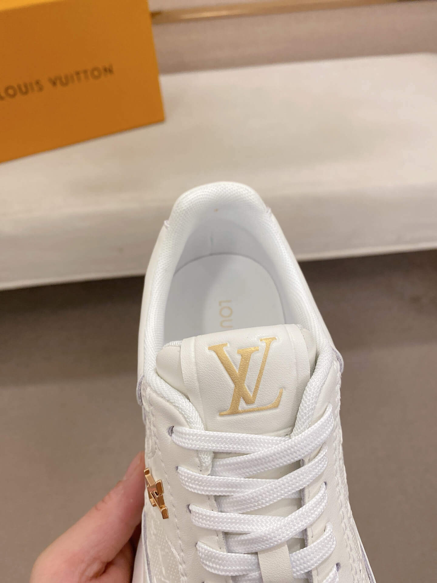 LV Run Away Sneaker in OffWhite Monogram Debossed Leather 4 LV Run Away Sneaker in OffWhite Monogram Debossed Leather - Image 4
