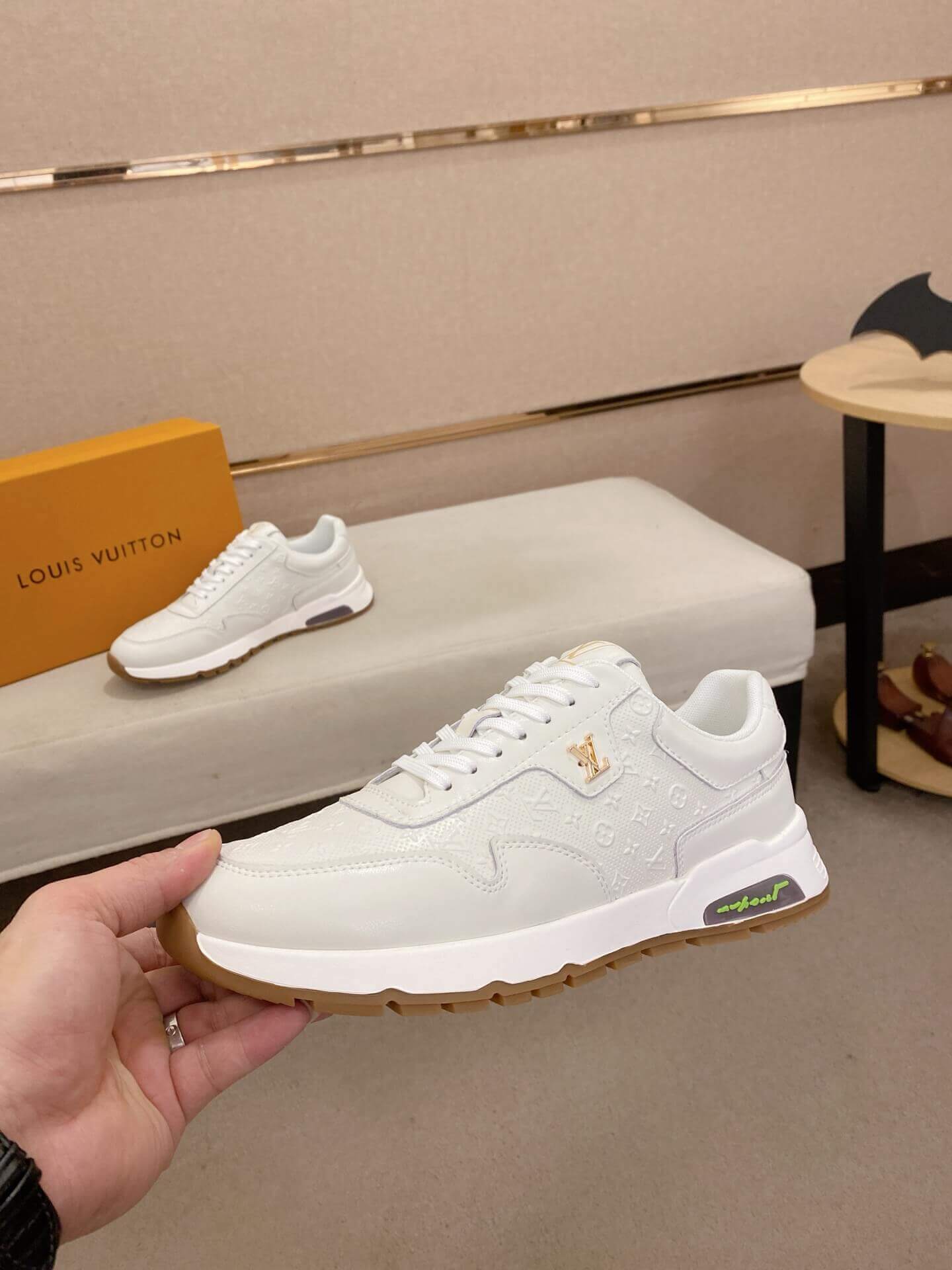 LV Run Away Sneaker in OffWhite Monogram Debossed Leather 6 LV Run Away Sneaker in OffWhite Monogram Debossed Leather - Image 6