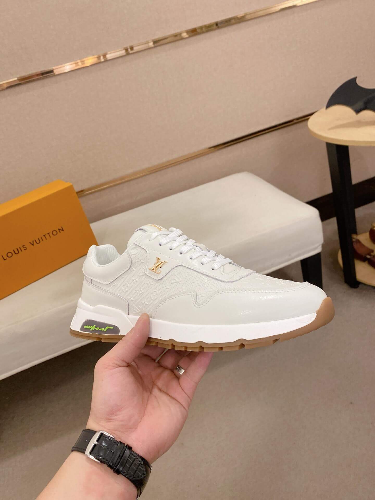 LV Run Away Sneaker in OffWhite Monogram Debossed Leather 7 LV Run Away Sneaker in OffWhite Monogram Debossed Leather - Image 7