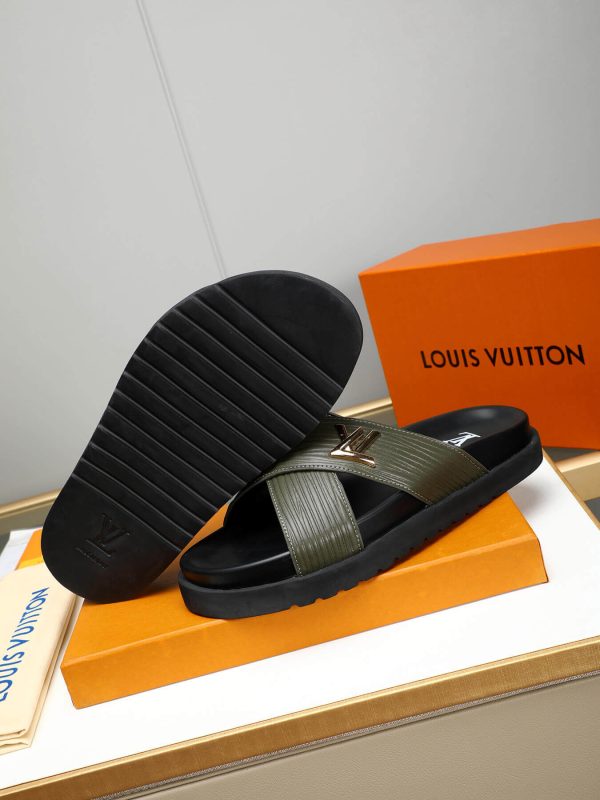 LouisVuittonSlippers_2 Louis Vuitton Men's Green Leather Slippers