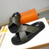 LouisVuittonSlippers_6 Louis Vuitton Men's Green Leather Slippers