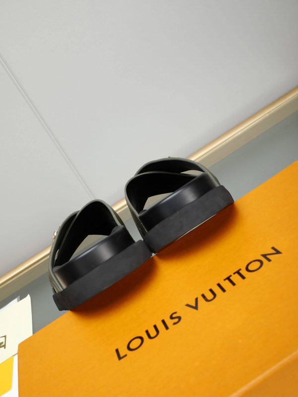 LouisVuittonSlippers_9 Louis Vuitton Men's Green Leather Slippers