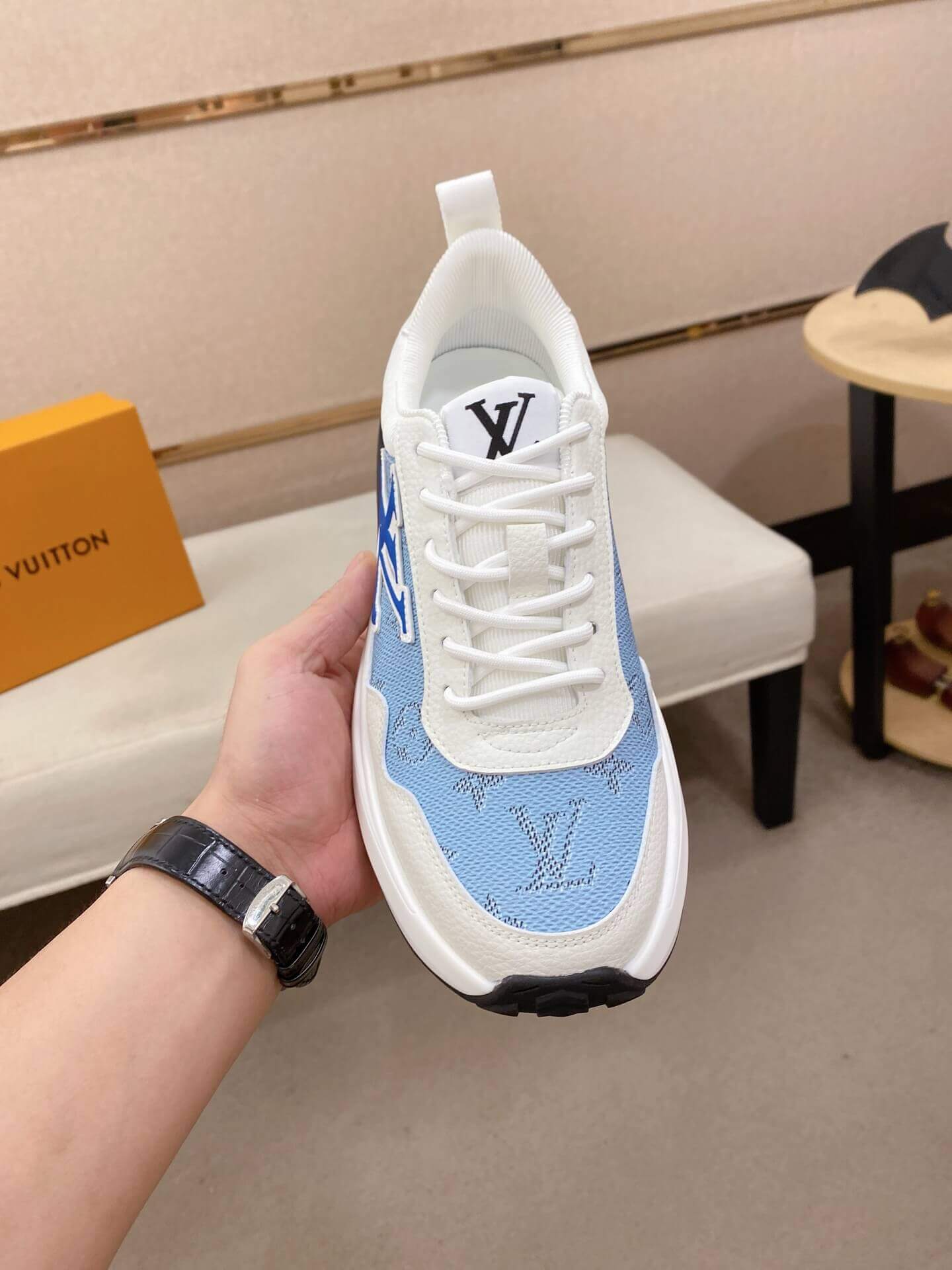 LV Runner Sneaker in Blue and White 5 LV Runner Sneaker in Blue and White - Image 5