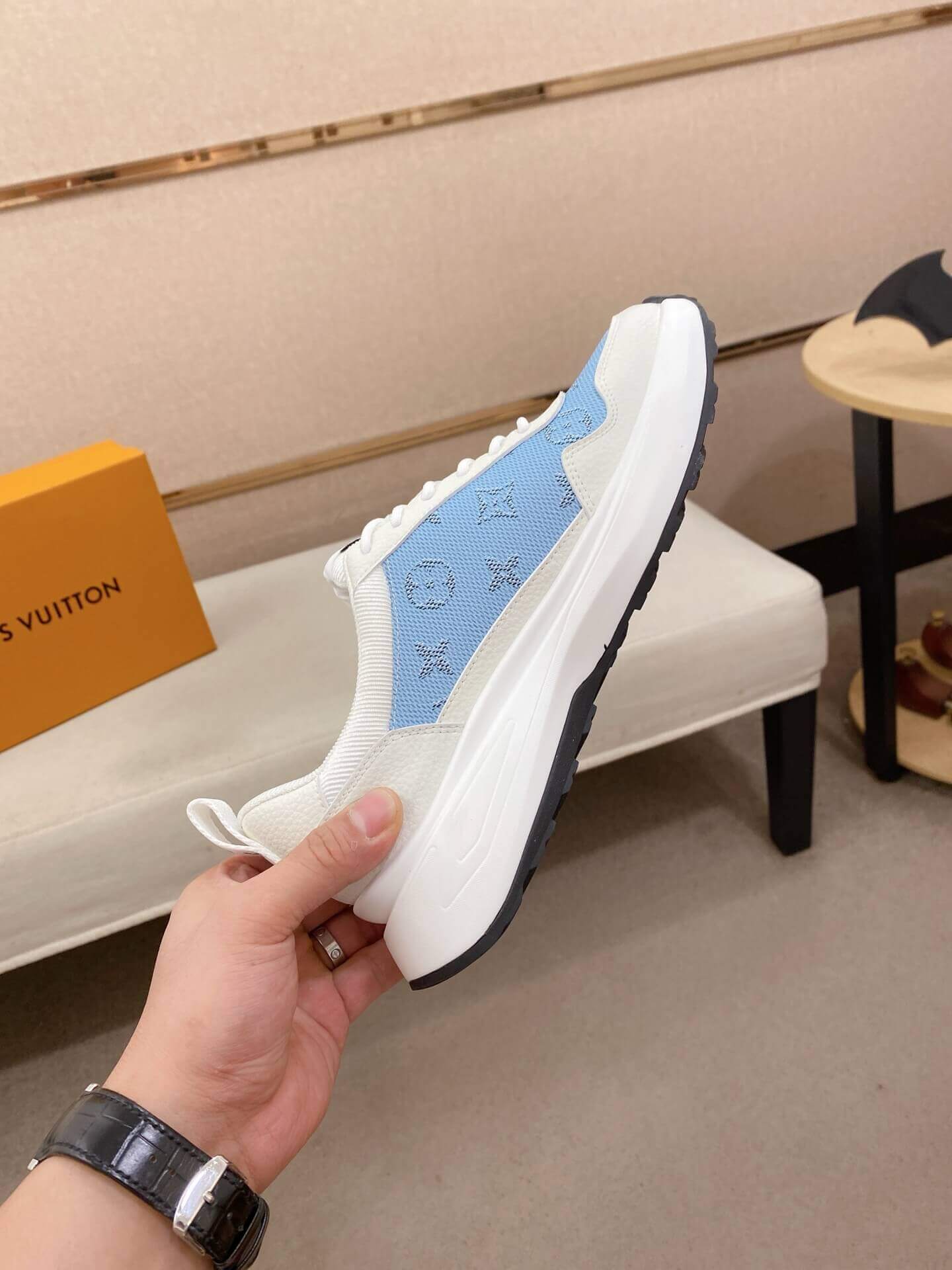 LV Runner Sneaker in Blue and White 2 LV Runner Sneaker in Blue and White - Image 2