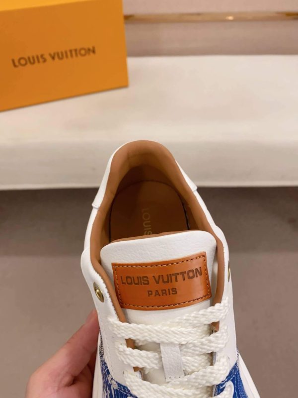 LV Beverly Hills Sneaker Blue Monogram Denim and White Leather