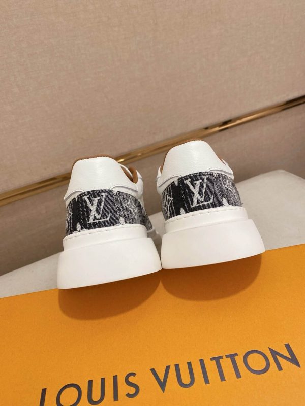 LV Beverly Hills Sneaker Black Monogram Canvas and White Leather