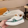 LV Beverly Hills Sneaker Green Monogram Denim and White Leather