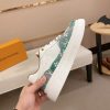 LV Beverly Hills Sneaker Green Monogram Denim and White Leather