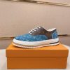 White, Beige & Blue Louis Vuitton Monogram Trocadéro Richelieu Sneaker