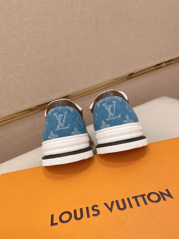 White, Beige & Blue Louis Vuitton Monogram Trocadéro Richelieu Sneaker