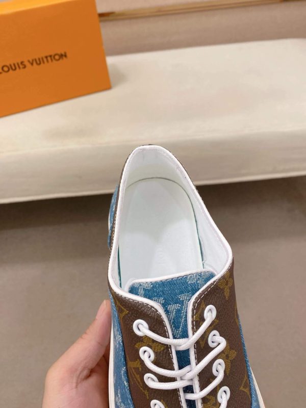 White, Beige & Blue Louis Vuitton Monogram Trocadéro Richelieu Sneaker