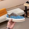 White, Beige & Blue Louis Vuitton Monogram Trocadéro Richelieu Sneaker
