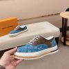 White, Beige & Blue Louis Vuitton Monogram Trocadéro Richelieu Sneaker
