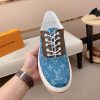 White, Beige & Blue Louis Vuitton Monogram Trocadéro Richelieu Sneaker