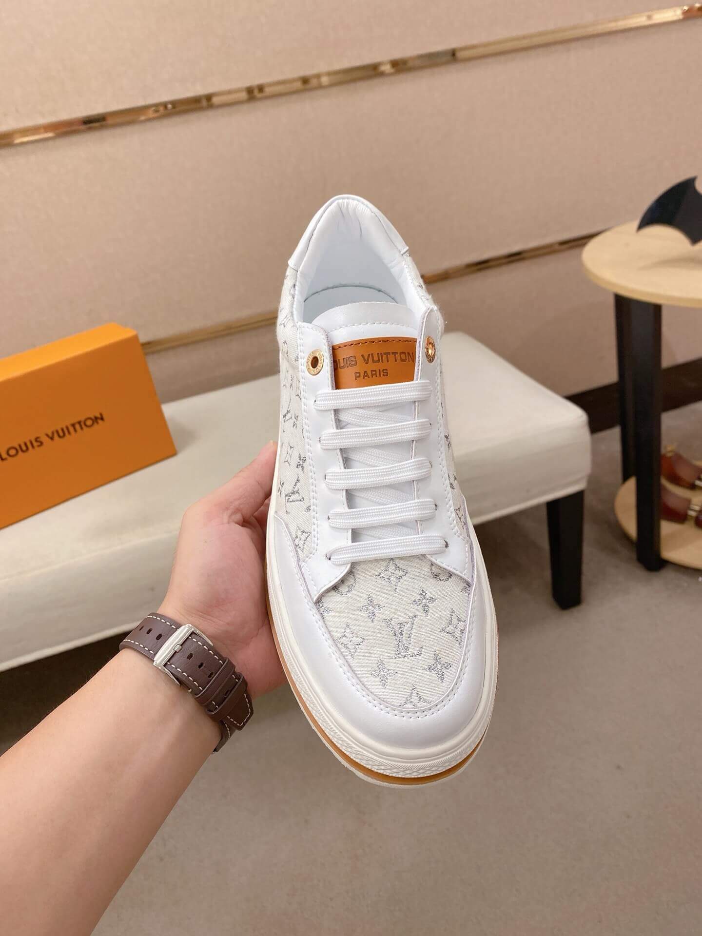 White Louis Vuitton Trocadero Richelieu Sneakers 6 White Louis Vuitton Trocadero Richelieu Sneakers - Image 6