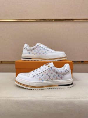 White Multicolor Louis Vuitton Monogram Trocadero Richelieu Sneakers