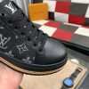 Louis Vuitton LV Trainer Sneaker in Black Monogram Denim and White Leather