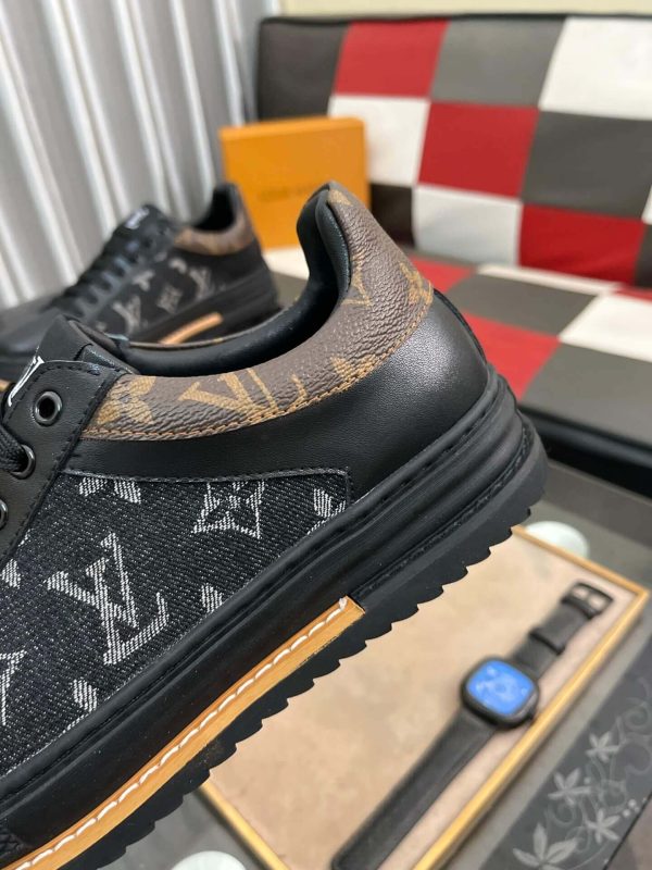 Louis Vuitton LV Trainer Sneaker in Black Monogram Denim and White Leather