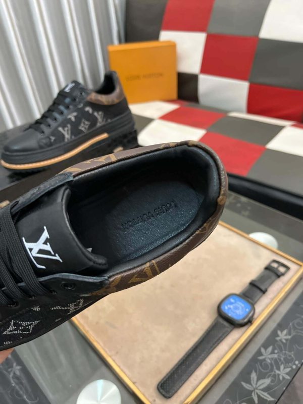 Louis Vuitton LV Trainer Sneaker in Black Monogram Denim and White Leather