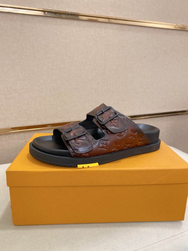 LV Venice Mule in Brown Monogram Embossed Leather