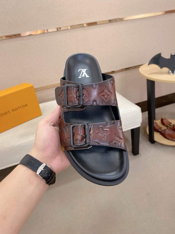LV Venice Mule in Brown Monogram Embossed Leather