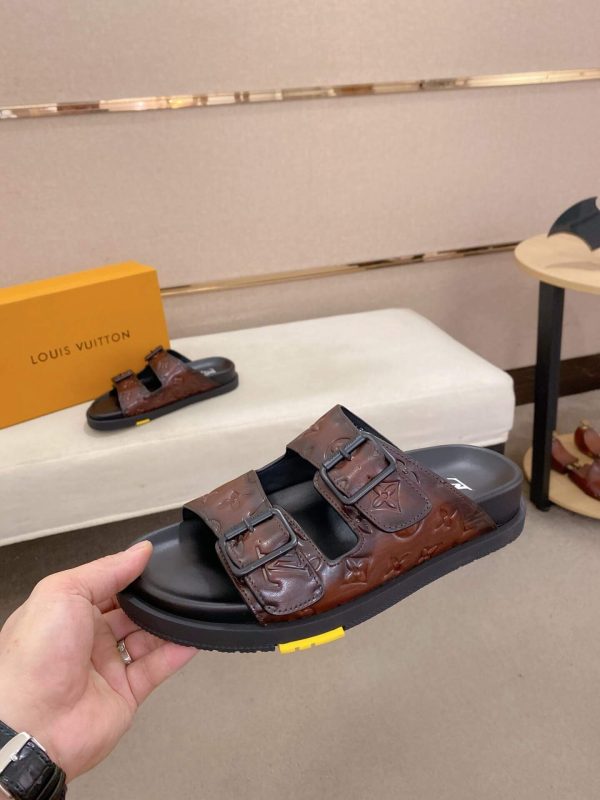 LV Venice Mule in Brown Monogram Embossed Leather