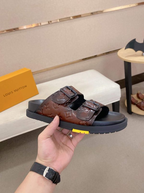 LV Venice Mule in Brown Monogram Embossed Leather