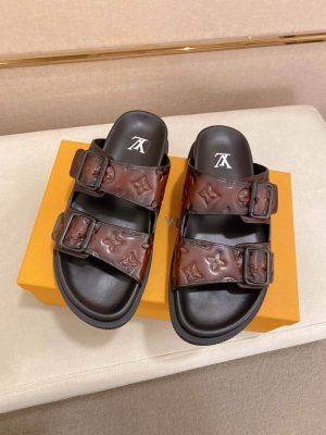 LV Venice Mule in Brown Monogram Embossed Leather