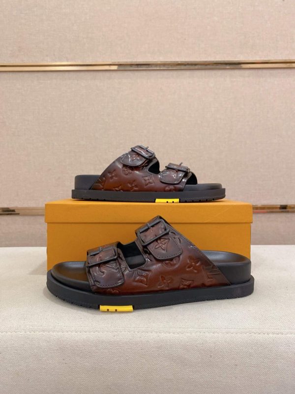 LV Venice Mule in Brown Monogram Embossed Leather