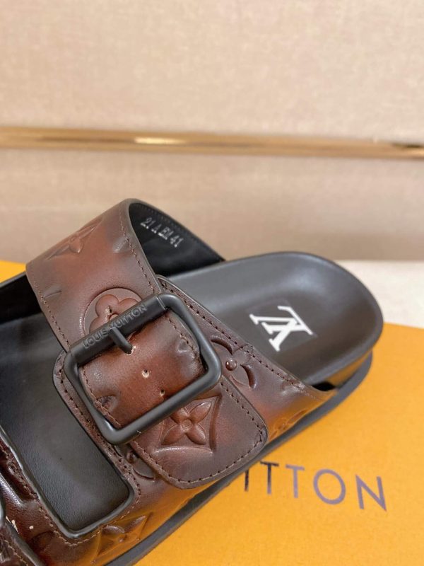LV Venice Mule in Brown Monogram Embossed Leather