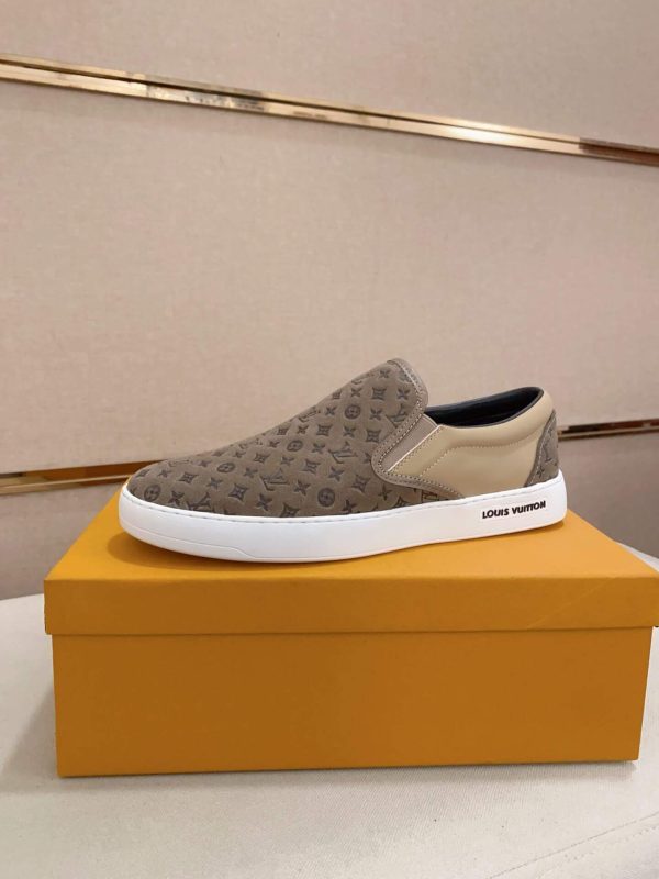 Louis Vuitton Brown Monogram Suede Slip-On Sneakers