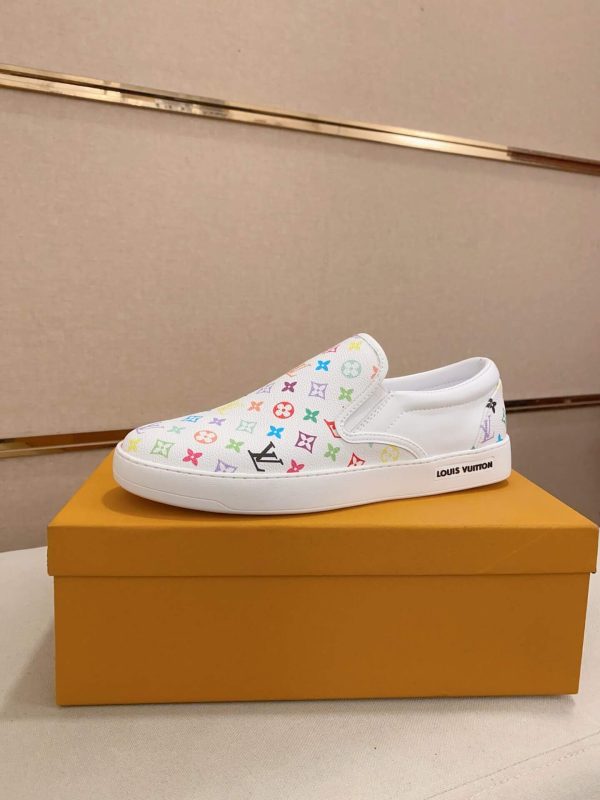 LouisVuittonslip-onsneakerwithawhitebackgroundandacolorfulmonogrampattern_2 LV X TM Multicolor Canvas Slip-On Sneaker in White